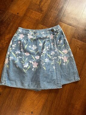 Vintage Liz Claiborne Villager sport Denim Floral Skorts denim white Pink Flower
